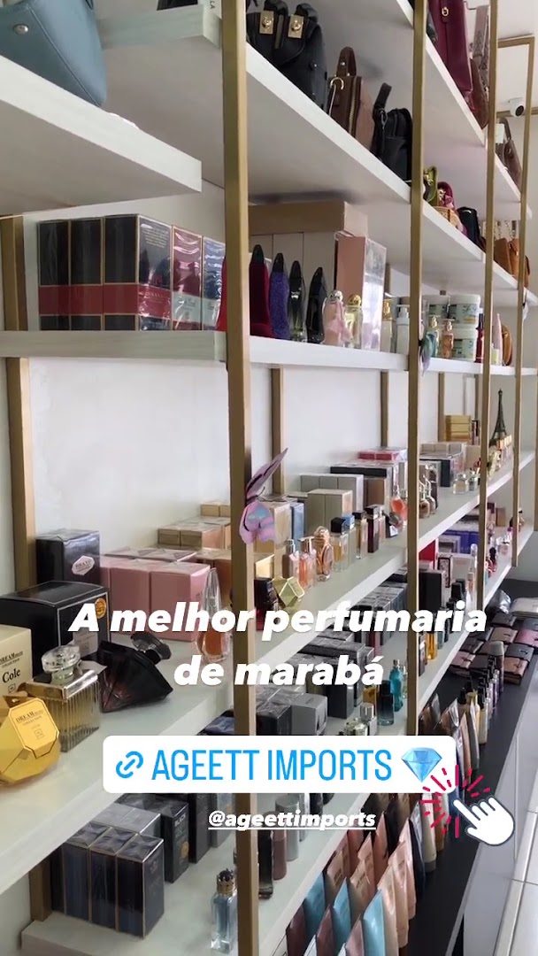 Prateleiras de perfumes na loja Ageett