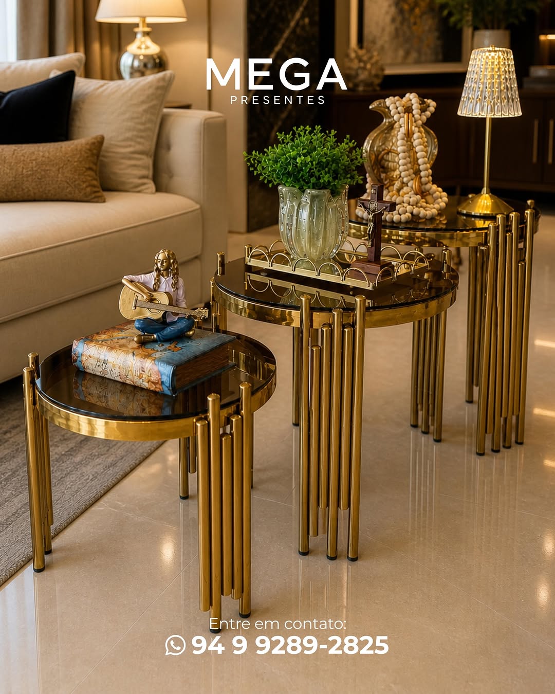 Peças de decoração da Mega Presentes