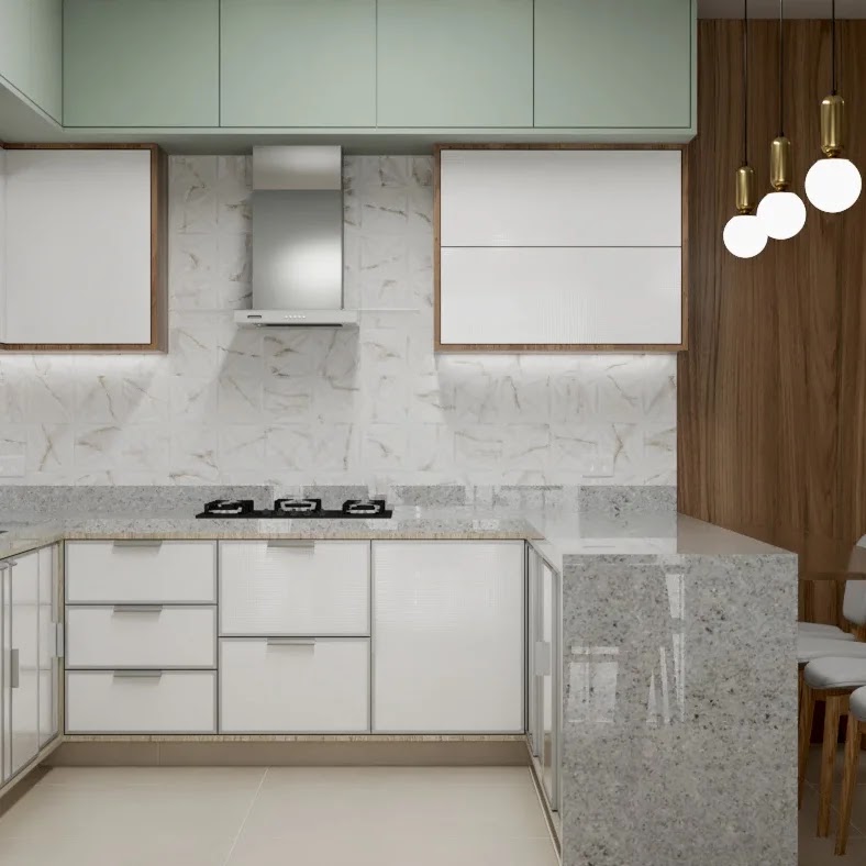 Render de cozinha de marmore