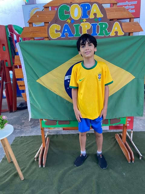 Aluno na Copa Caipira da escola