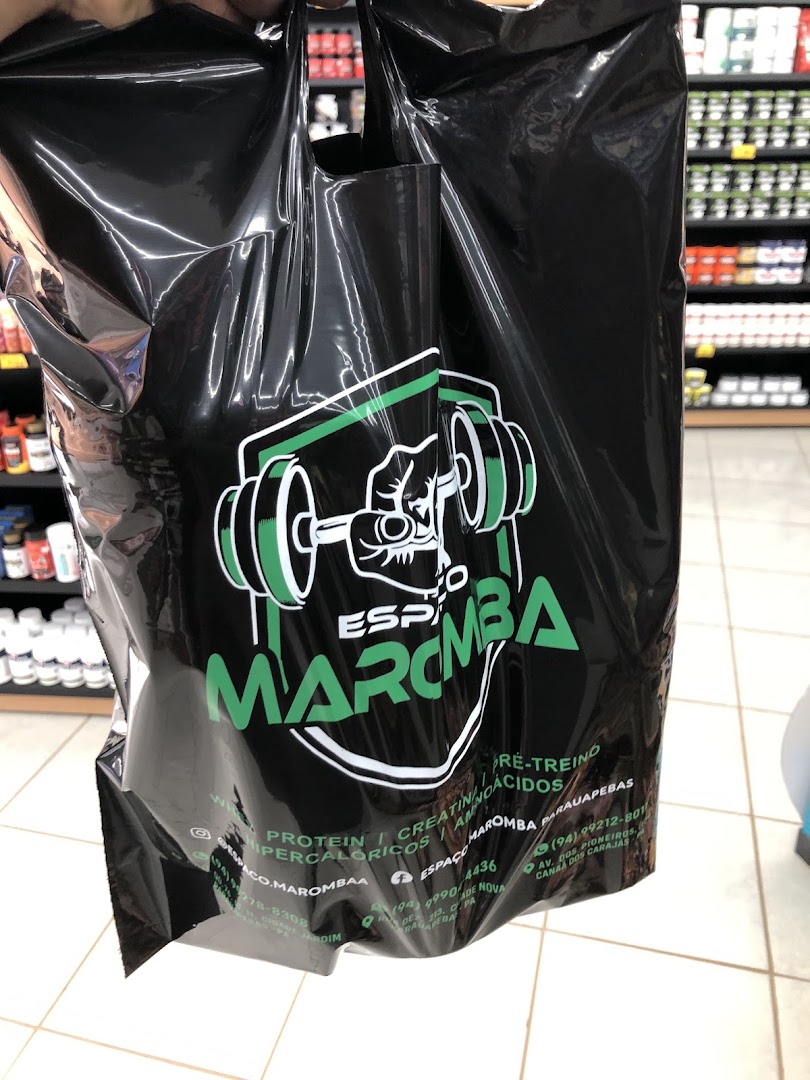 Sacola preta do Espaço Maromba com logo verde