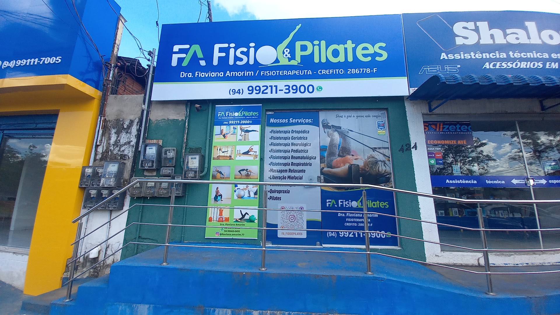 Fachada da FA Fisio e Pilates na Cidade Nova, em Parauapebas