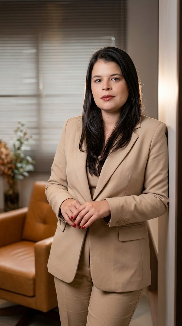 Retrato de Hortêncya Diniz em pé no consultório