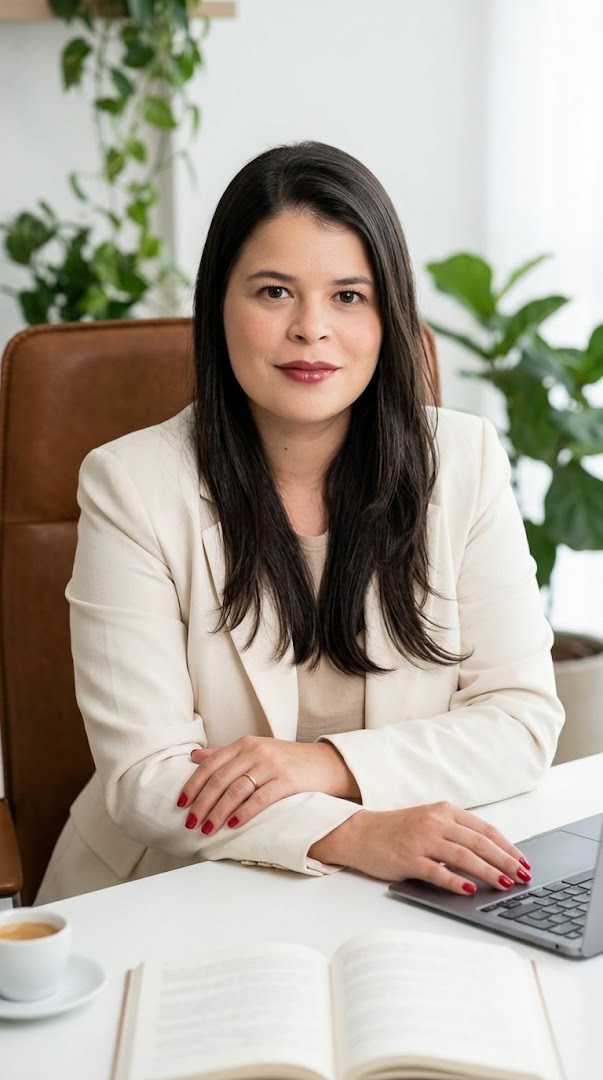 Hortêncya Diniz, psicóloga clínica, sentada em seu consultório
