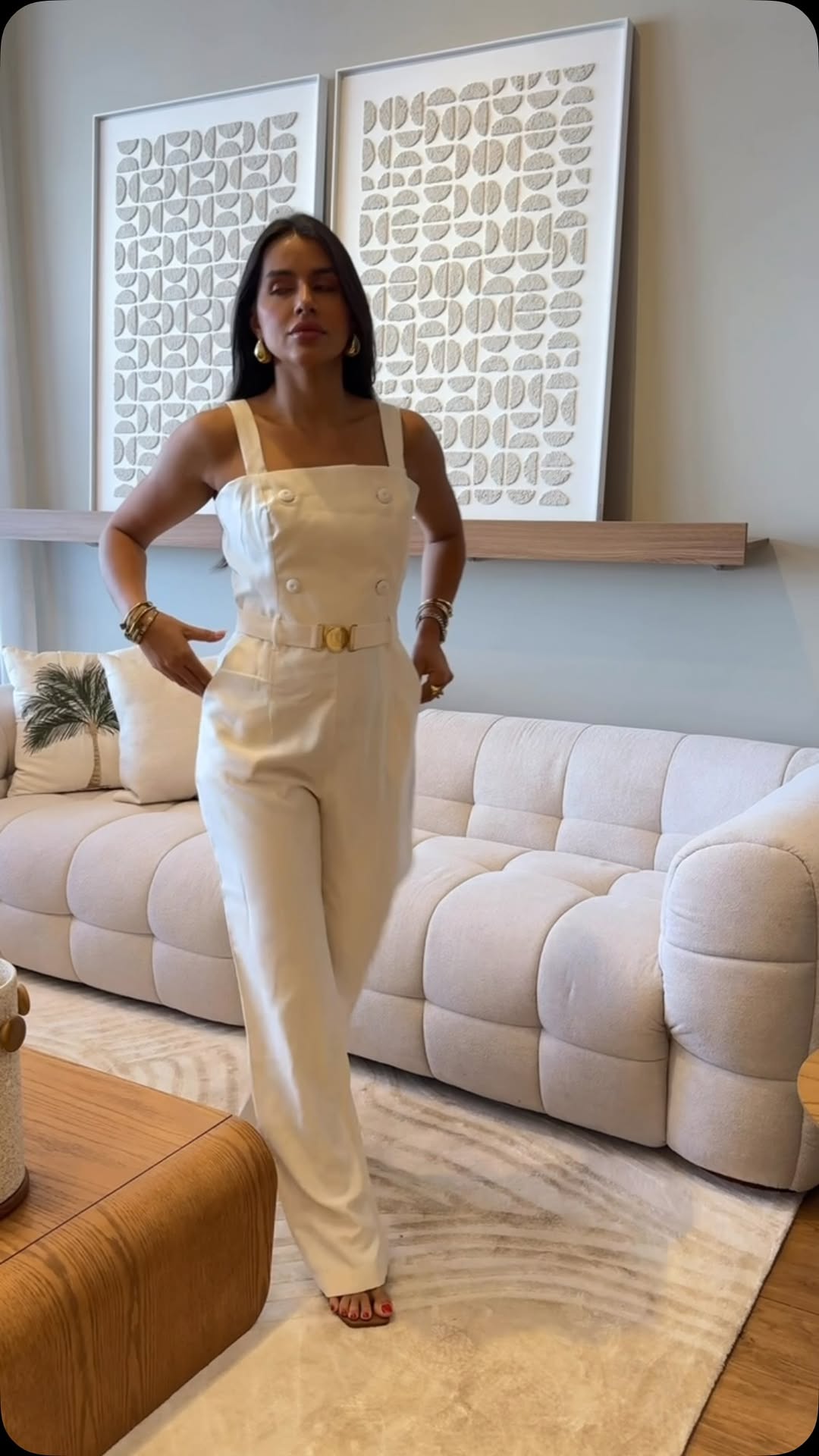 Macacão off-white elegante