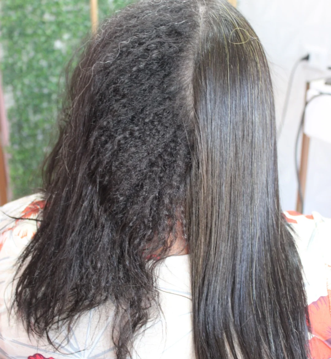 Cabelo liso e alinhado depois do alisamento